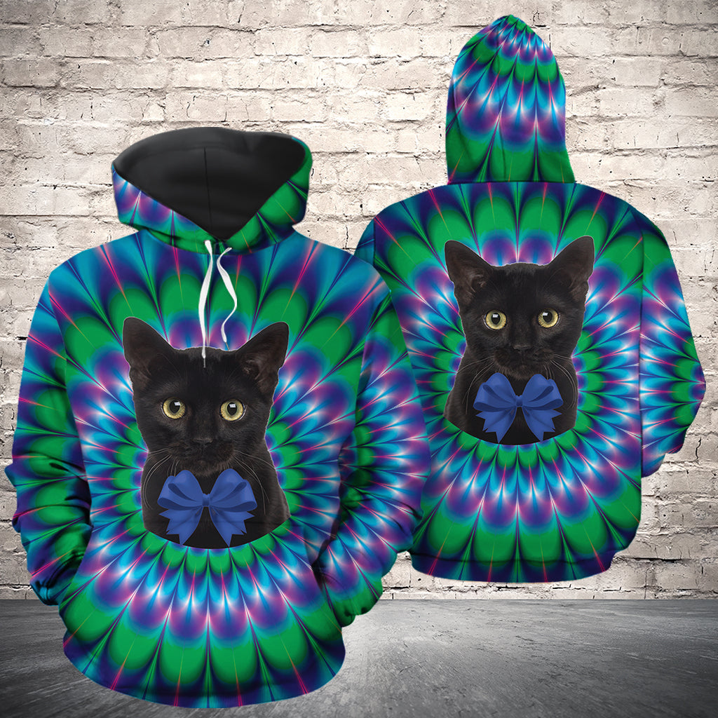 Psychedelic Black Cat Pullover Premium Hoodie, Perfect Outfit For Men And Women On Christmas New Year Autumn Winter