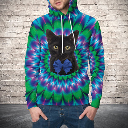 Psychedelic Black Cat Pullover Premium Hoodie, Perfect Outfit For Men And Women On Christmas New Year Autumn Winter
