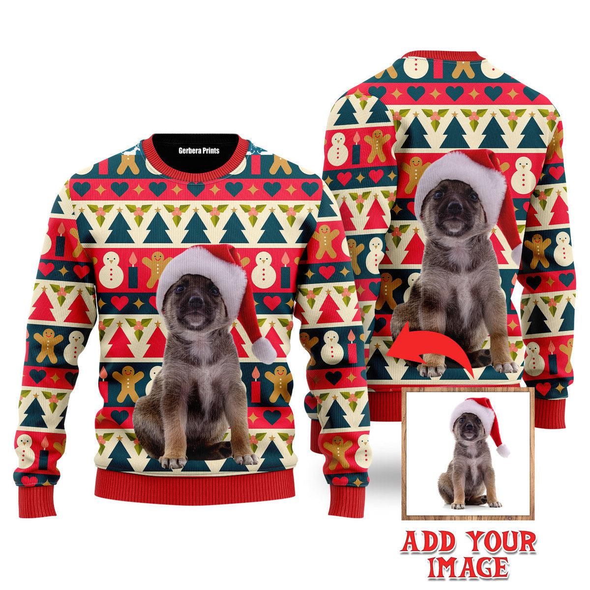 Funny Christmas Dog In Striped Xmas Sweater, Ugly Sweater For Men & Women, Perfect Outfit For Christmas New Year Autumn Winter