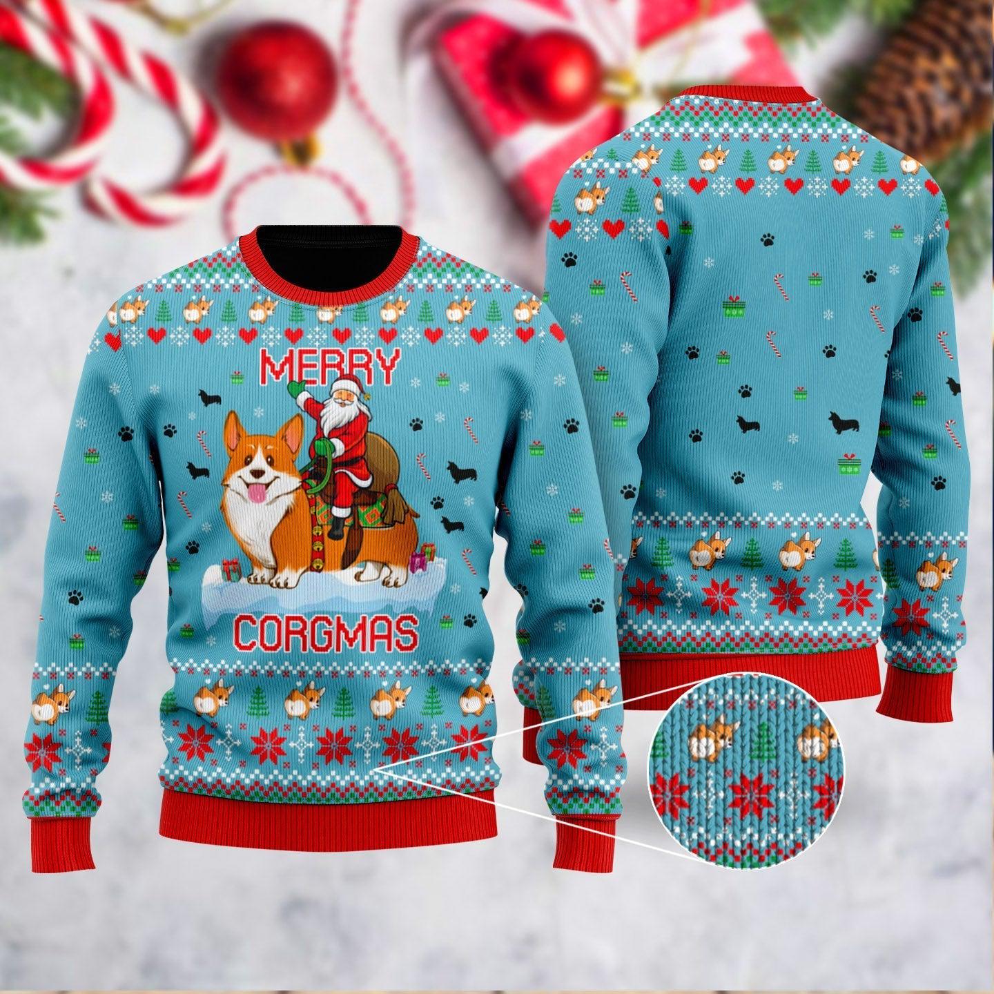 Funny Dog & Santa Claus Merry Corgmas Christmas Sweater, Ugly Sweater For Men & Women, Perfect Outfit For Christmas New Year Autumn Winter