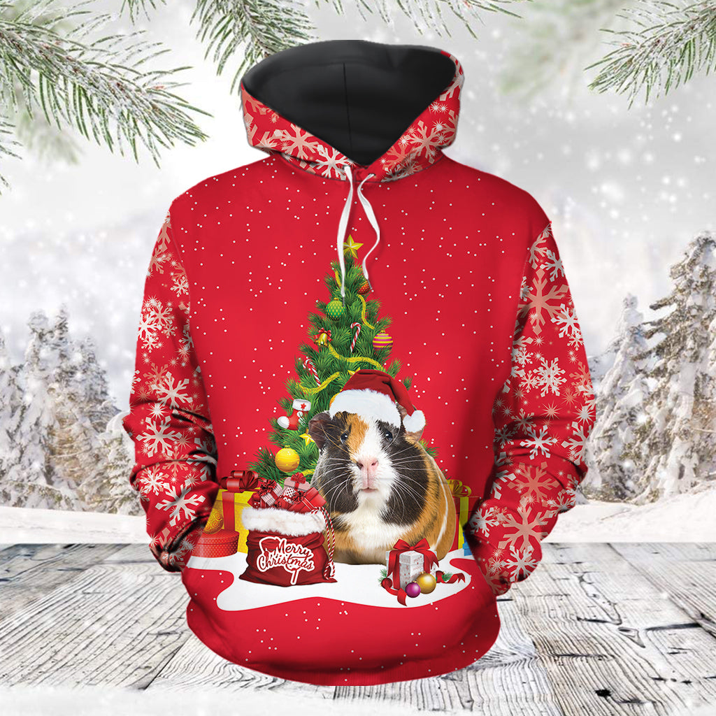 Guinea Pig Christmas Tree Pullover Premium Red Hoodie, Perfect Outfit For Men And Women On Christmas New Year Autumn Winter