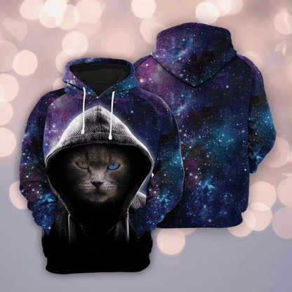 Cool Cat Galaxy Pullover Premium Hoodie, Perfect Outfit For Men And Women On Christmas New Year Autumn Winter