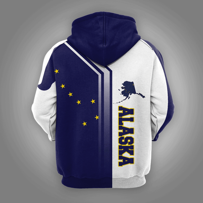 Blue White Alaska Flag Map Pullover Premium Hoodie, Perfect Outfit For Men And Women On Christmas New Year Winter