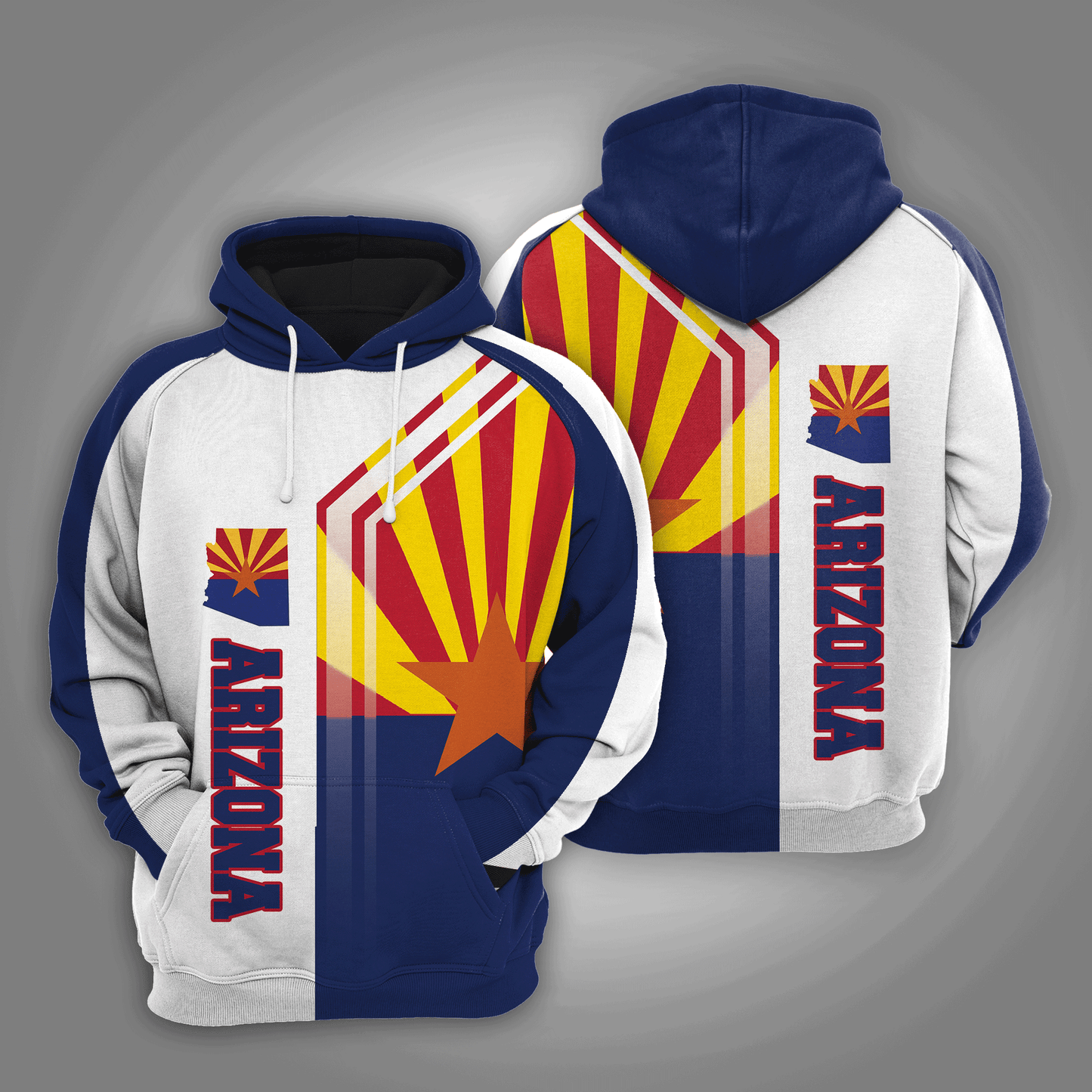 Arizona Flag And Map Pullover Premium Hoodie, Perfect Outfit For Men And Women On Christmas New Year Winter