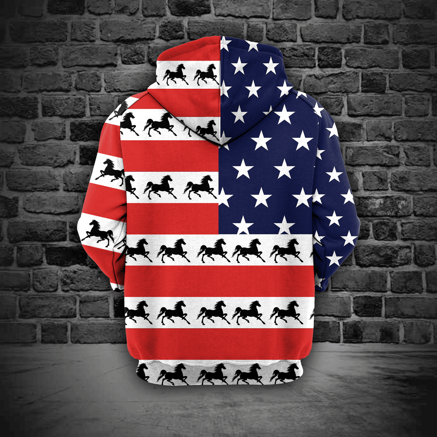 Horse American Flag Pullover Premium Hoodie, Perfect Outfit For Men And Women On Christmas New Year Autumn Winter