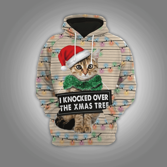 Naughty Cat Pullover Premium Hoodie I Knocked Over The Xmas Tree, Perfect Outfit For Men And Women On Christmas New Year Autumn Winter