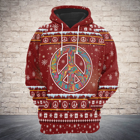Hippie Lover Christmas Pullover Premium Hoodie, Perfect Outfit For Men And Women On Christmas New Year Autumn Winter