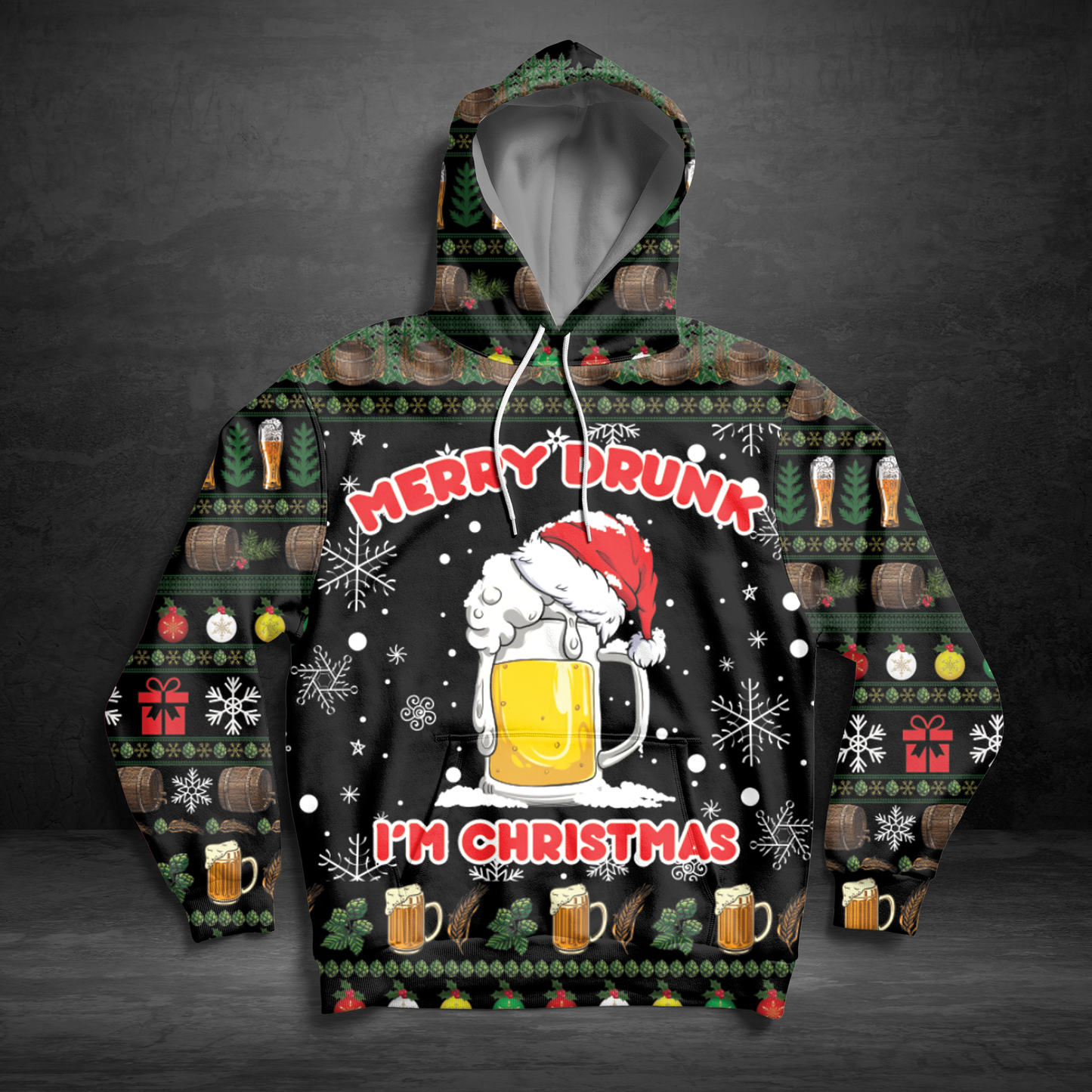 Beer Christmas Pullover Premium Hoodie Merry Drunk I'm Christmas, Perfect Outfit For Men And Women On Christmas New Year Autumn Winter