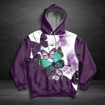 Butterfly Purple Beauty Pullover Premium Hoodie, Perfect Outfit For Men And Women On Christmas New Year Autumn Winter