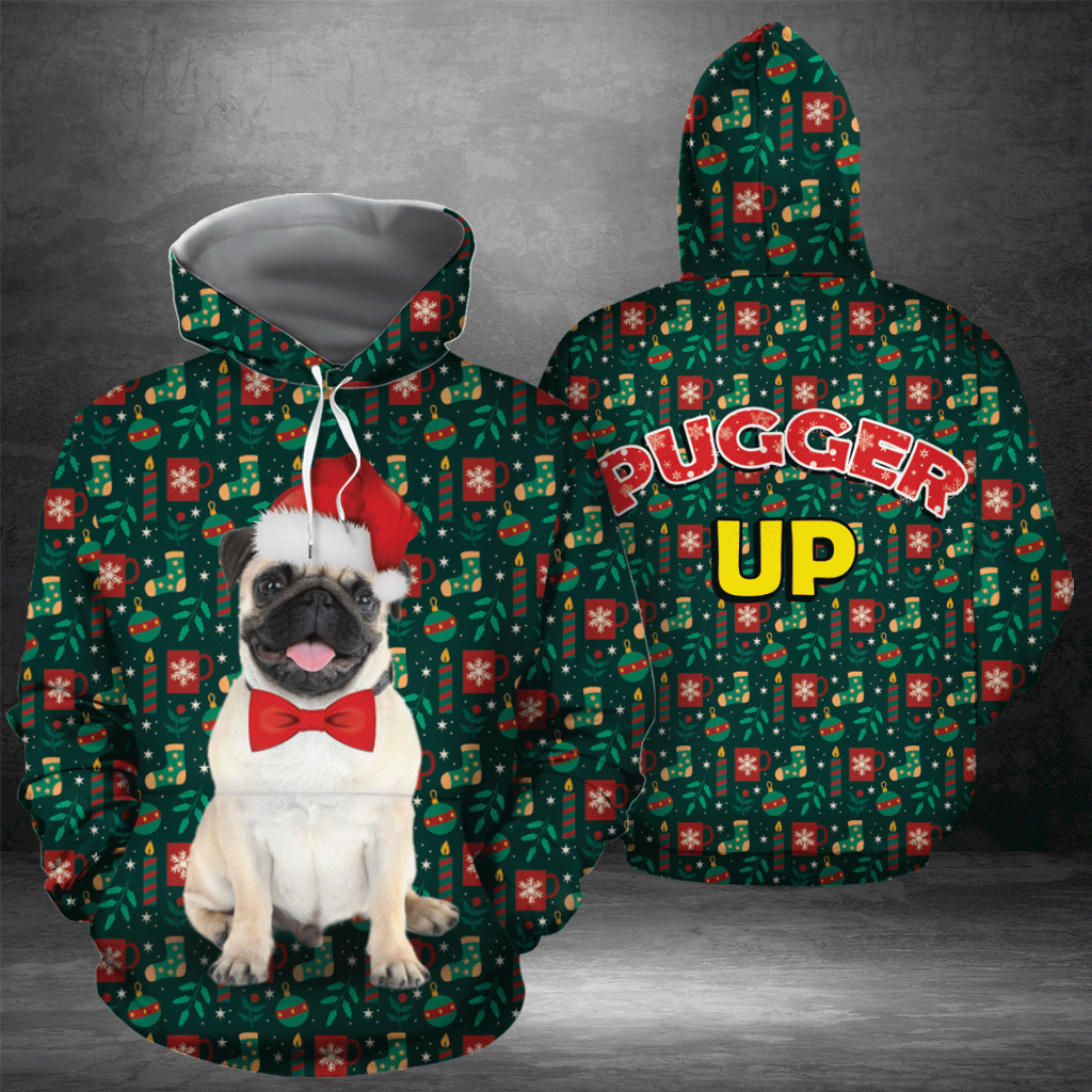 Pug Christmas Hat Pullover Premium Hoodie, Perfect Outfit For Men And Women On Christmas New Year Autumn Winter
