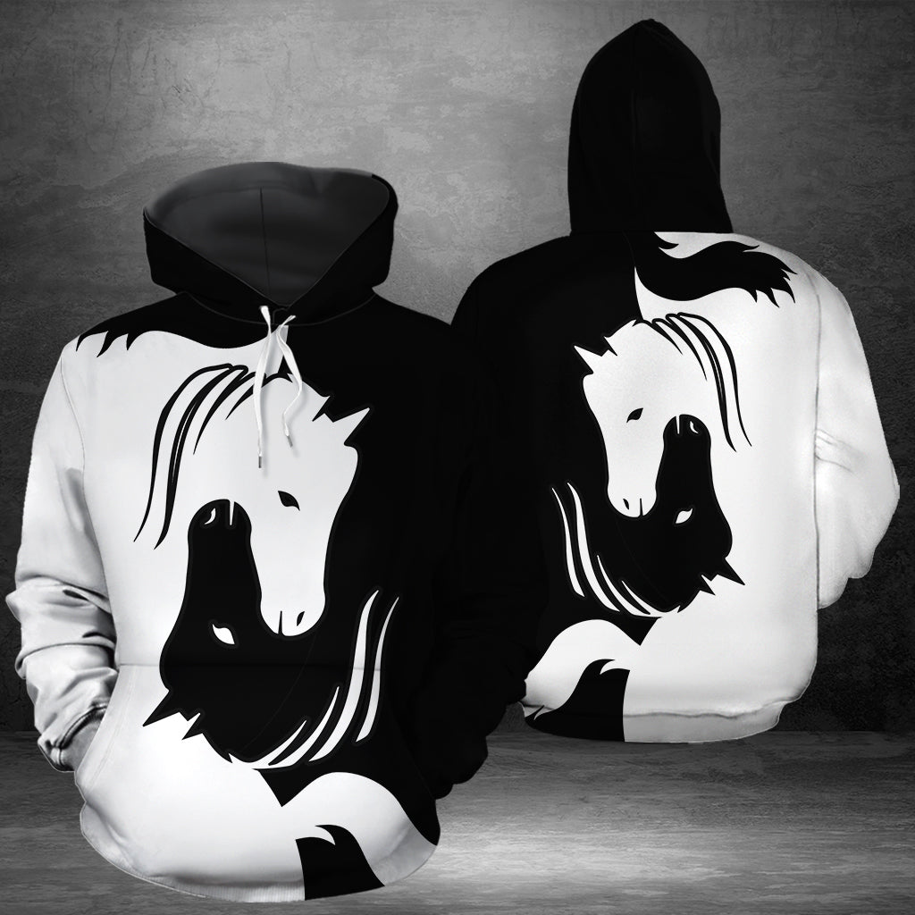 Horse Black And White Pullover Premium Hoodie, Perfect Outfit For Men And Women On Christmas New Year Autumn Winter