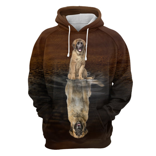 Cute Leonberger Reflection Pullover Premium Hoodie, Perfect Outfit For Men And Women On Christmas New Year Autumn Winter