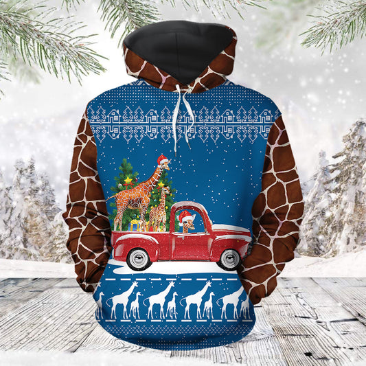 Love Giraffe Christmas Pullover Premium Hoodie, Perfect Outfit For Men And Women On Christmas New Year Autumn Winter