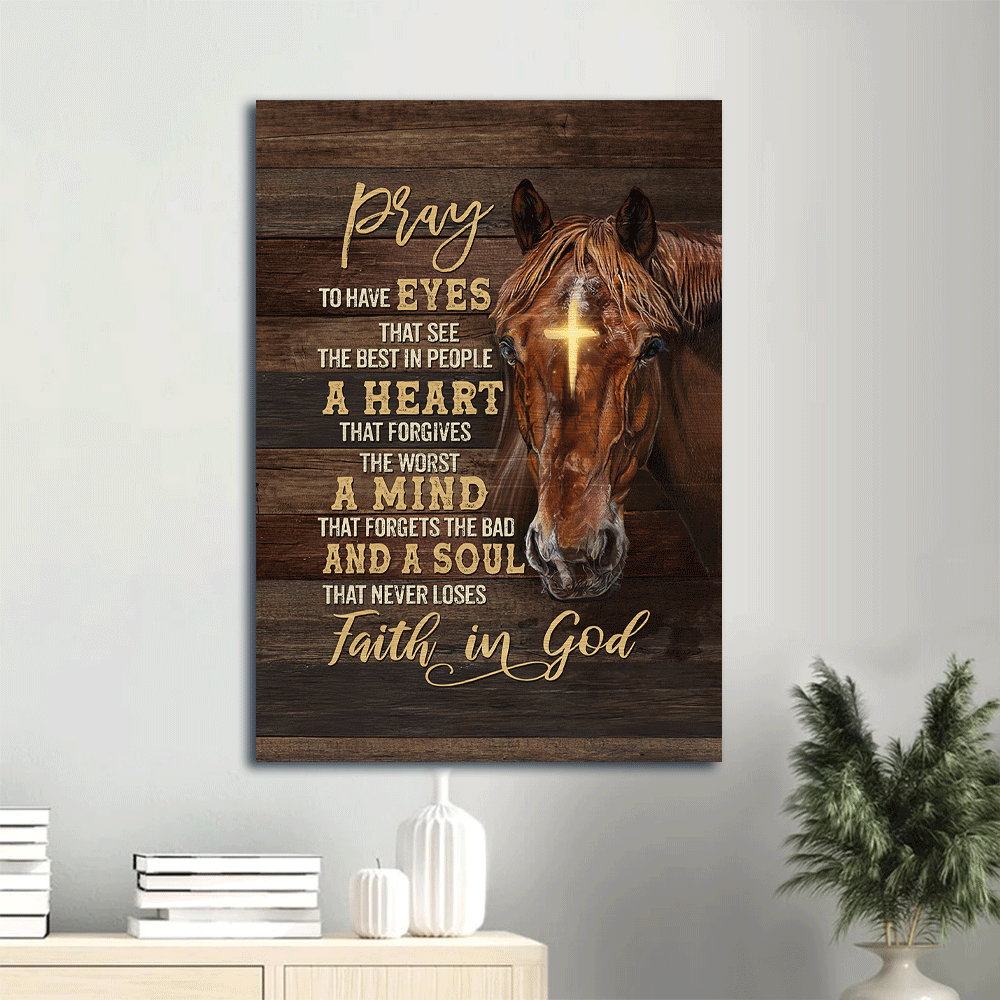 Jesus Portrait Canvas - Great horse painting, Awesome cross - A soul that never loses faith in God Canvas - Gift for Christian, Friends, Family