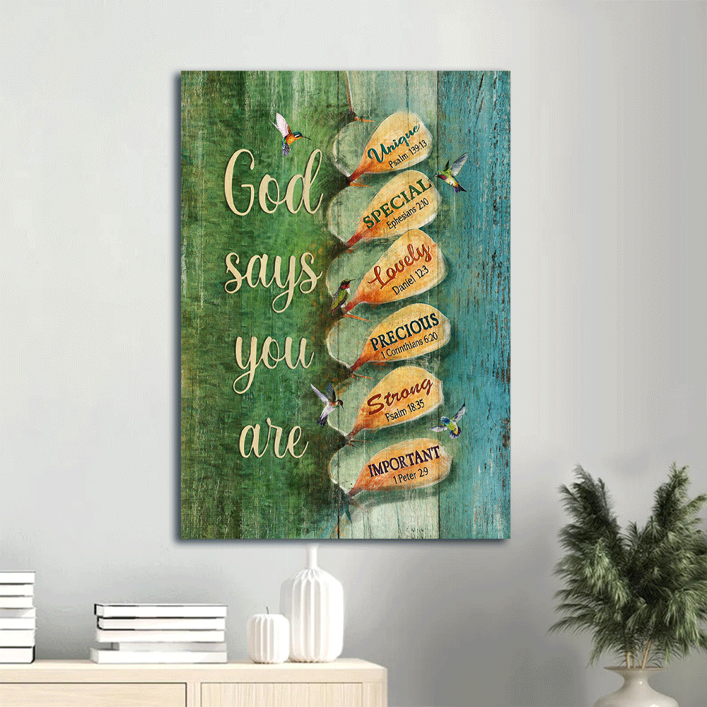 Jesus Portrait Canvas - Hummingbirds, Cactus, God say you are canvas - Gift for Christian, Friends, Family