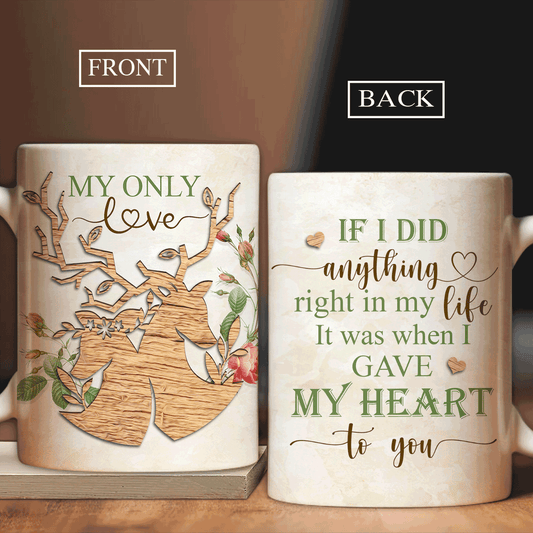 Couple AOP Mug - Vintage, Deer couple, If I did anything right in my life Couple Mug - Gift For Couple - It was when I gave my heart to you Couple Mug