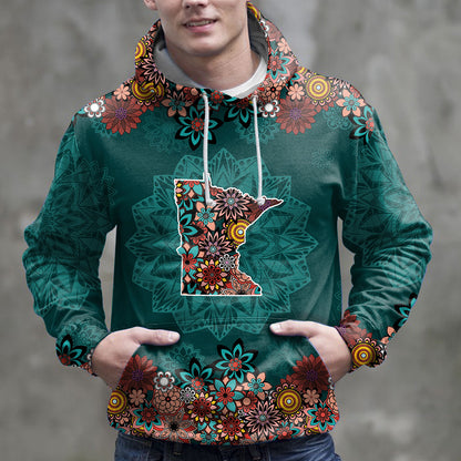 Minnesota Floral Mandala Pullover Premium Hoodie, Perfect Outfit For Men And Women On Christmas New Year Autumn Winter
