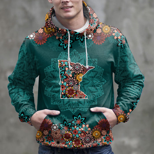 Minnesota Floral Mandala Pullover Premium Hoodie, Perfect Outfit For Men And Women On Christmas New Year Autumn Winter