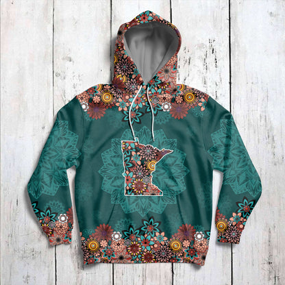 Minnesota Floral Mandala Pullover Premium Hoodie, Perfect Outfit For Men And Women On Christmas New Year Autumn Winter