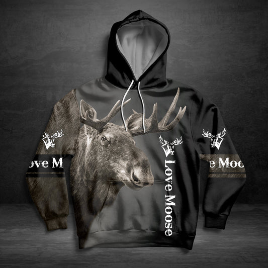 Love Black Moose Pullover Premium Hoodie, Perfect Outfit For Men And Women On Christmas New Year Autumn Winter