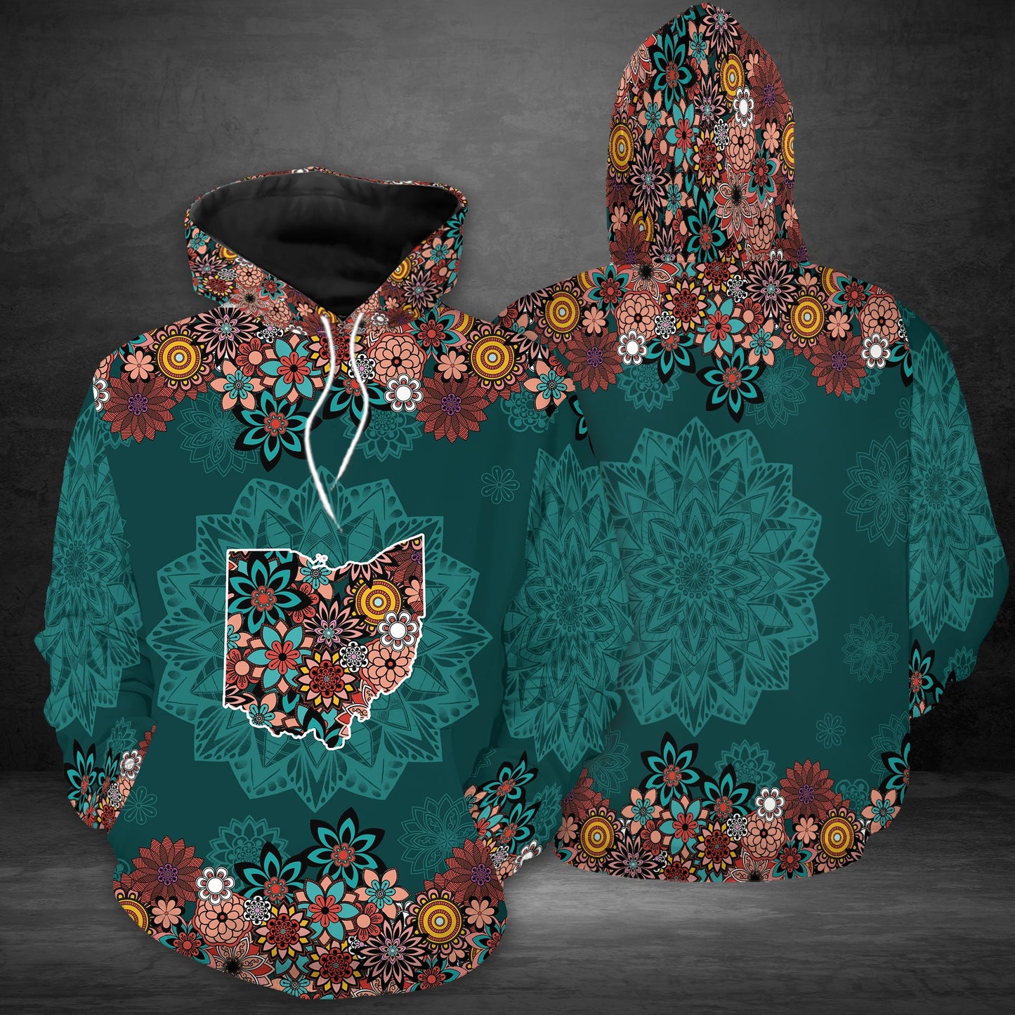 Ohio Floral Mandala Pullover Premium Hoodie, Perfect Outfit For Men And Women On Christmas New Year Autumn Winter