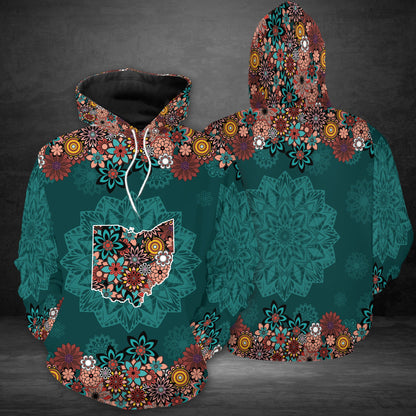 Ohio Floral Mandala Pullover Premium Hoodie, Perfect Outfit For Men And Women On Christmas New Year Autumn Winter