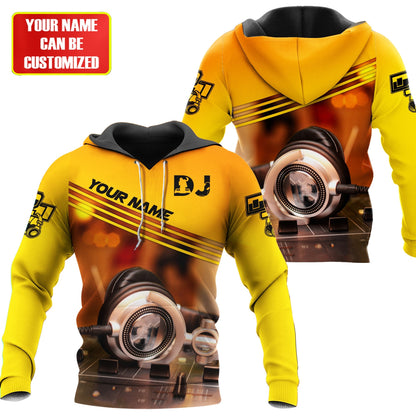 Personalized Name Disc Jockey Hoodie - Custom Name DJ Hoodie, Deejay Gear Yellow Hoodie, Perfect DJ Hoodie for Men & Women