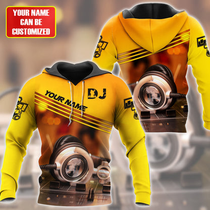 Personalized Name Disc Jockey Hoodie - Custom Name DJ Hoodie, Deejay Gear Yellow Hoodie, Perfect DJ Hoodie for Men & Women