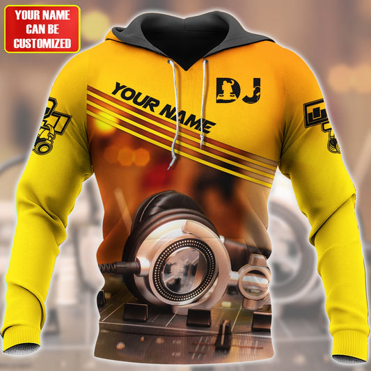 Personalized Name Disc Jockey Hoodie - Custom Name DJ Hoodie, Deejay Gear Yellow Hoodie, Perfect DJ Hoodie for Men & Women