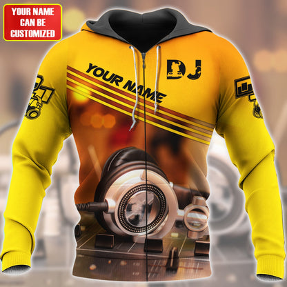 Personalized Name Disc Jockey Hoodie - Custom Name DJ Hoodie, Deejay Gear Yellow Hoodie, Perfect DJ Hoodie for Men & Women