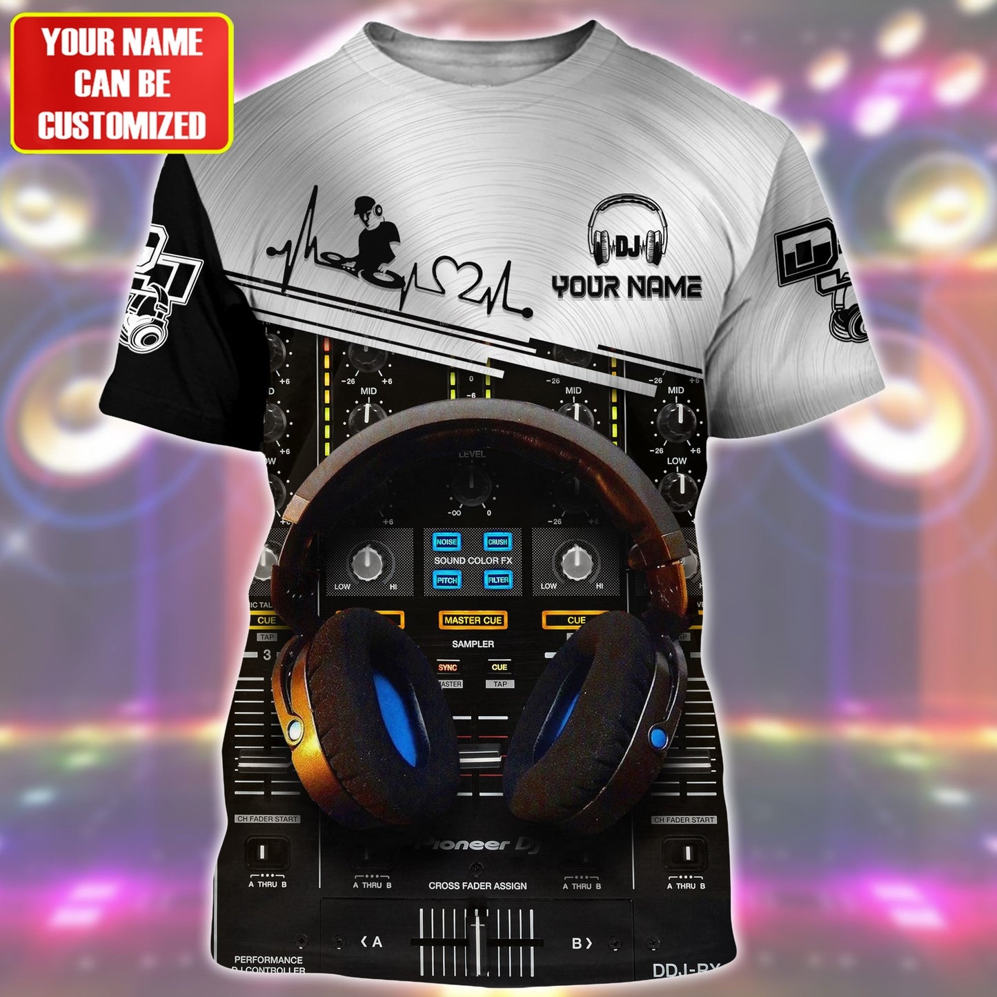 Personalized Name DJ Shirts - Custom Name Disc Jockey Shirts, DJ Table & Headphone Shirts, Perfect DJ Shirts for Men & Women