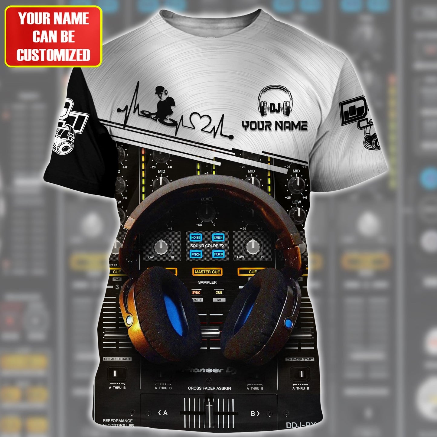 Personalized Name DJ Shirts - Custom Name Disc Jockey Shirts, DJ Table & Headphone Shirts, Perfect DJ Shirts for Men & Women