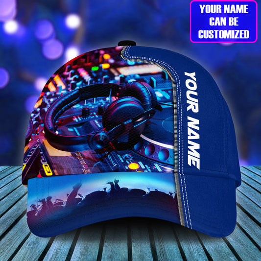 Personalized DJ Classic Cap - Custom Name DJ Cap, Blue Deejay Classic Cap - Perfect Disc Jockey Cap for Men & Women