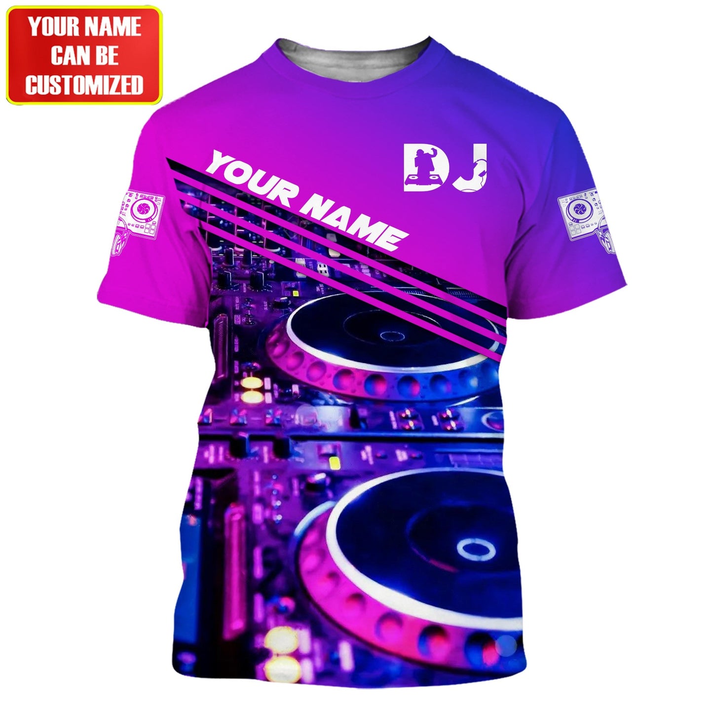 Personalized Name Disc Jockey Shirts - Custom Name DJ Shirts, Purple Deejay Shirts, Perfect DJ Shirts for Men & Women