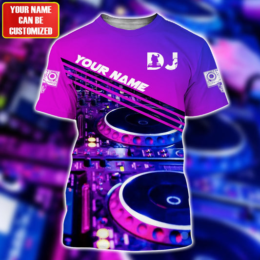 Personalized Name Disc Jockey Shirts - Custom Name DJ Shirts, Purple Deejay Shirts, Perfect DJ Shirts for Men & Women