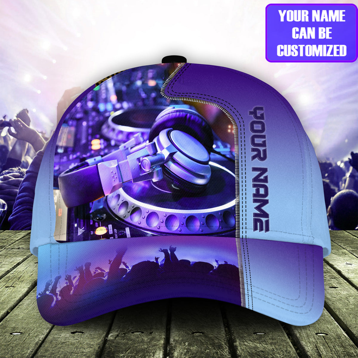 Personalized DJ Classic Cap - Custom Name DJ Cap, Purple Deejay Party Night Classic Cap - Perfect Disc Jockey Cap for Men & Women