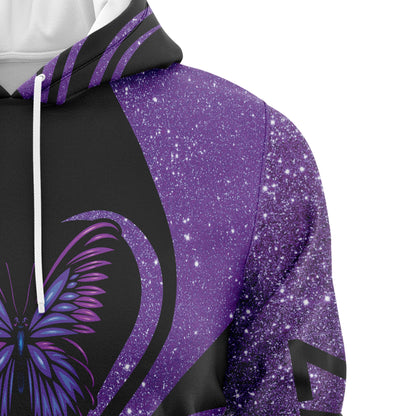 Custom Name Purple Butterfly Pullover Premium Hoodie, Perfect Outfit For Men And Women On Christmas New Year Autumn Winter