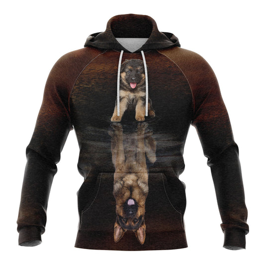 Awesome German Shepherd Reflection Premium Brown Hoodie, Perfect Outfit For Men And Women On Christmas New Year Autumn Winter