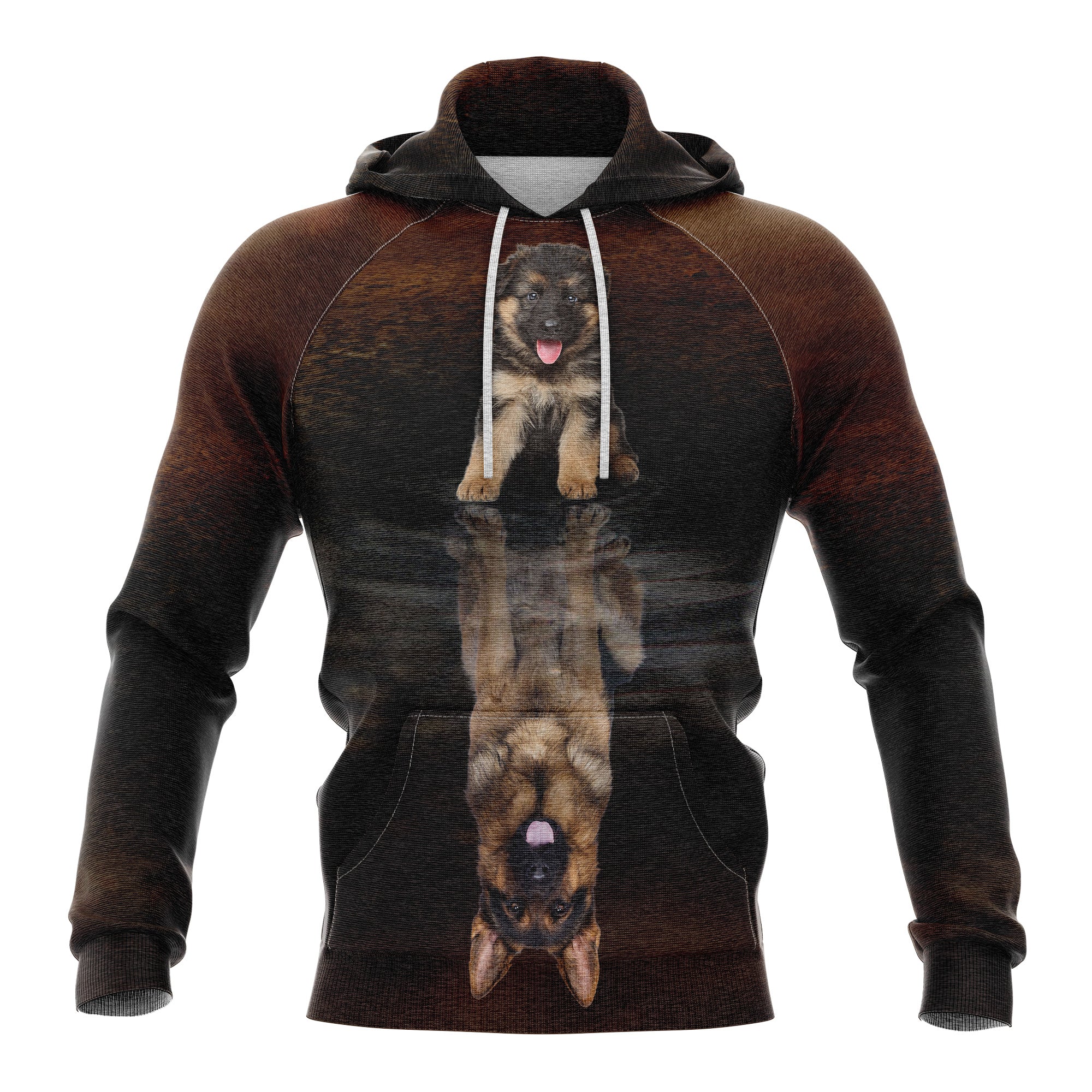 Awesome German Shepherd Reflection Premium Brown Hoodie, Perfect Outfit For Men And Women On Christmas New Year Autumn Winter