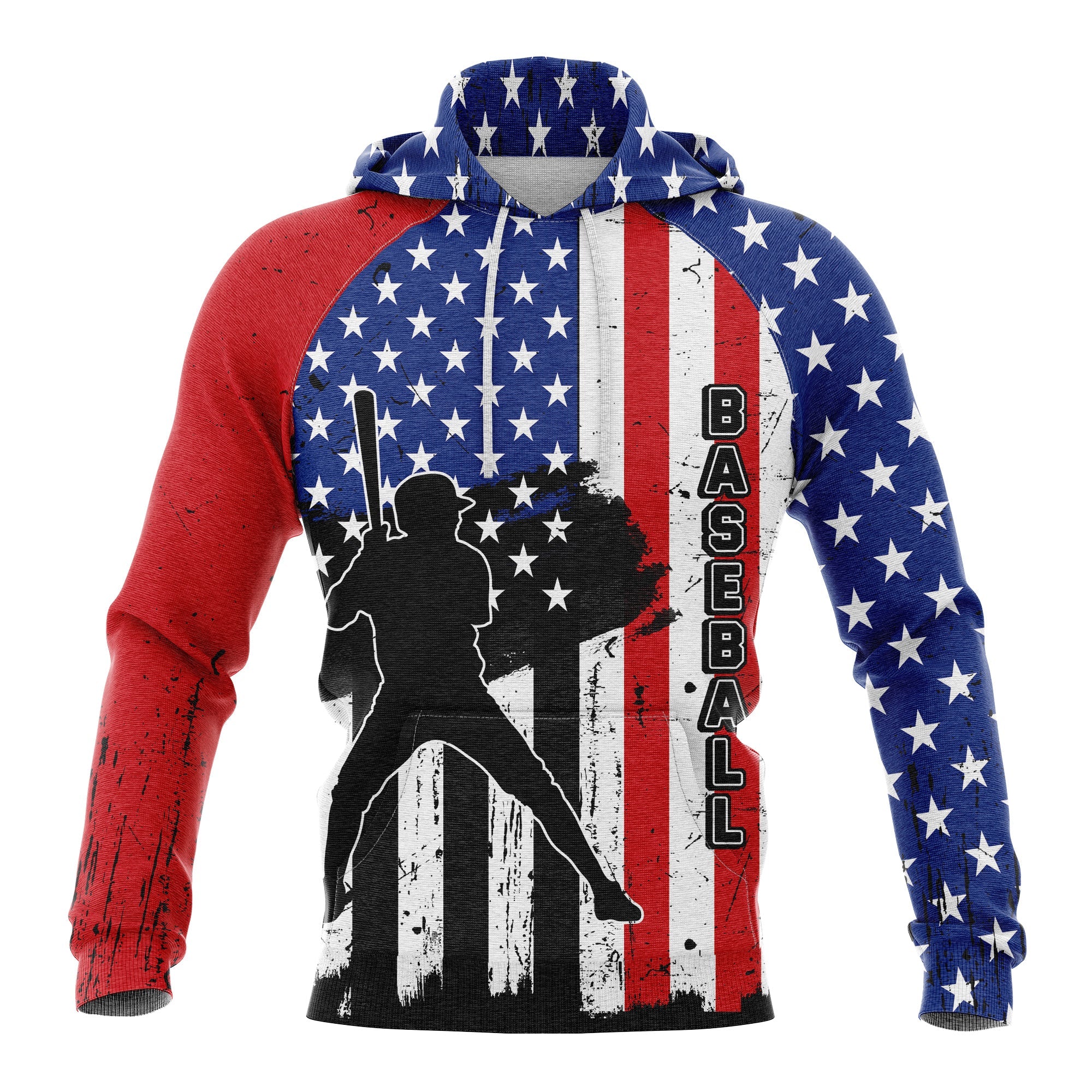 Baseball American Flag Patriotic Pullover Premium Hoodie, Perfect Outfit For Men And Women On Christmas New Year Autumn Winter