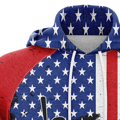 Baseball American Flag Patriotic Pullover Premium Hoodie, Perfect Outfit For Men And Women On Christmas New Year Autumn Winter