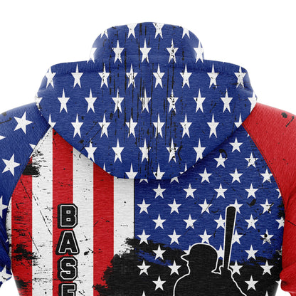 Baseball American Flag Patriotic Pullover Premium Hoodie, Perfect Outfit For Men And Women On Christmas New Year Autumn Winter