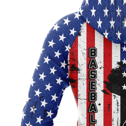 Baseball American Flag Patriotic Pullover Premium Hoodie, Perfect Outfit For Men And Women On Christmas New Year Autumn Winter