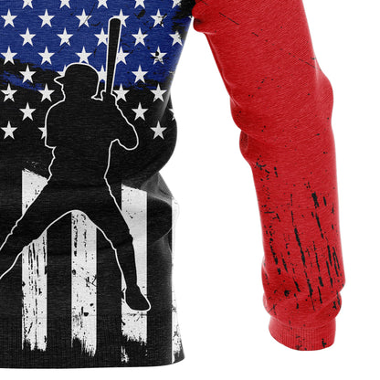 Baseball American Flag Patriotic Pullover Premium Hoodie, Perfect Outfit For Men And Women On Christmas New Year Autumn Winter