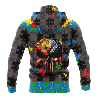Autism Skull Pullover Halloween Premium Hoodie, Autism Warrior ,Perfect Outfit For Men And Women On Christmas New Year Autumn Winter