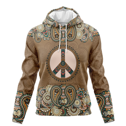 Hippie Peace Mandala Paisley Pattern Pullover Premium Hoodie, Perfect Outfit For Men And Women On Christmas New Year Autumn Winter
