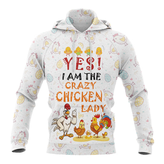 Chicken Pullover Premium Hoodie Yes I am the Crazy Chicken lady, Perfect Outfit For Men And Women On Christmas New Year Autumn Winter