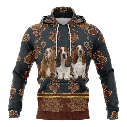 Basset Hound Paw Floral Pullover Premium Hoodie, Perfect Outfit For Men And Women On Christmas New Year Autumn Winter