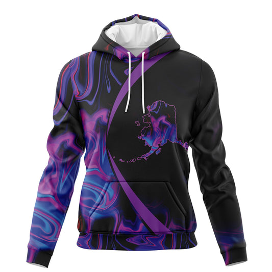 Black Violet Alaska Map Pullover Premium Hoodie, Perfect Outfit For Men And Women On Christmas New Year Winter