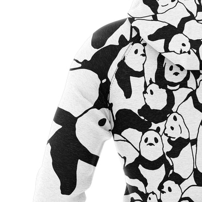 Black and White Cute Panda Pullover Premium Hoodie, Perfect Outfit For Panda Lover, Men And Women On Christmas New Year Autumn Winter